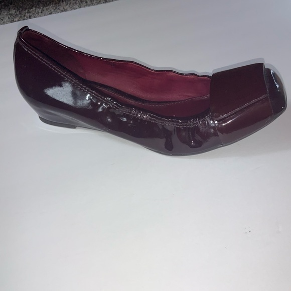 Theory Shoes - Theory Patent Leather Wedge Ballet Flats Burgundy